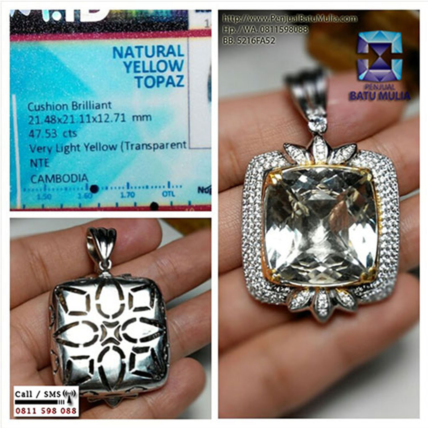 Mata kalung Yellow Topaz